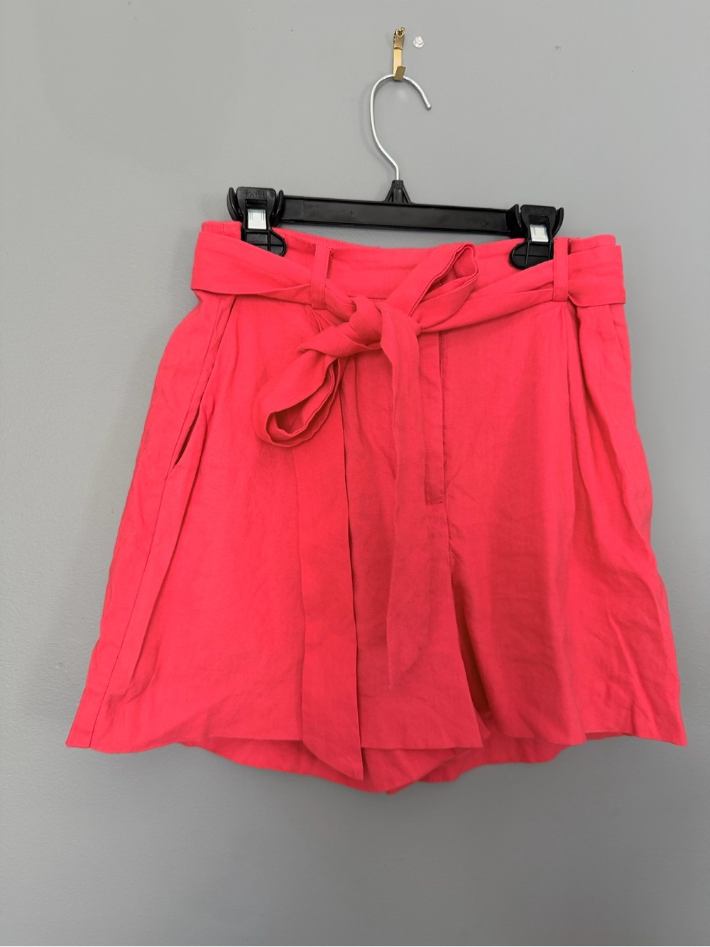 ANTONIO MELANI High-Waist Tie Belt Shorts in Bright Pink